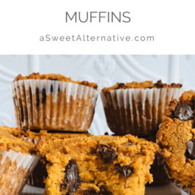 Pinterest image of muffins with grey text over a white background.