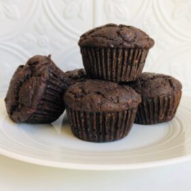 Buckwheat muffins displayed on a white plate.