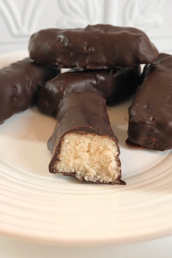 Coconut bars on a plate.