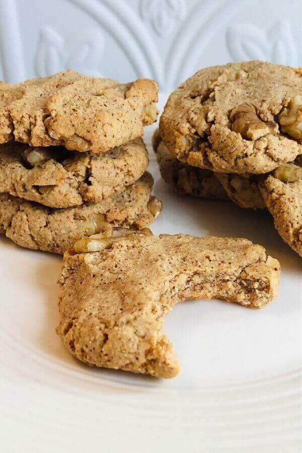 Maple cookies displayed on a white plate.