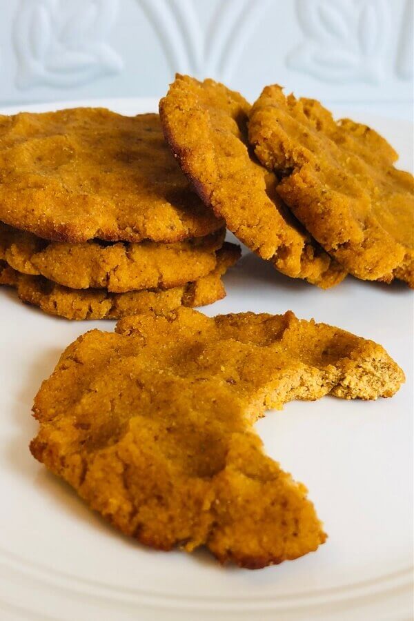 Pumpkin cookies on a plate.