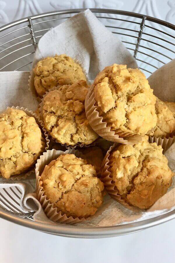 Savory muffins in a basket.