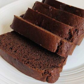 Thick slices of cake on a white plate.