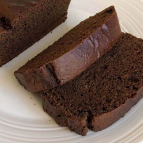 Gingerbread slices on a plate.