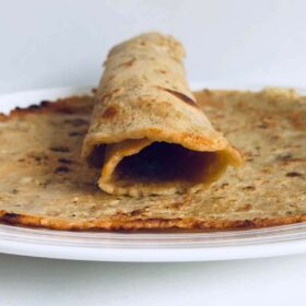 Chickpea flour tortillas displayed on a plate.