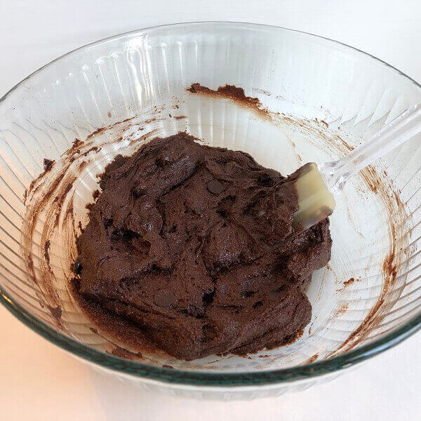 Thick, dough-like brownie batter.