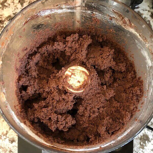 Cake batter in a food processor.