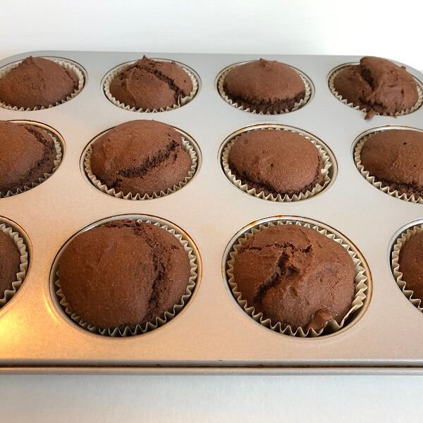 Cupcakes in a muffin pan.