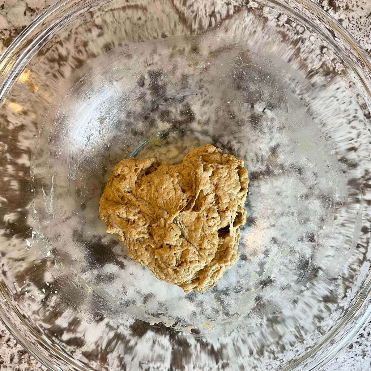 Vegan chicken dough in a mixing bowl.