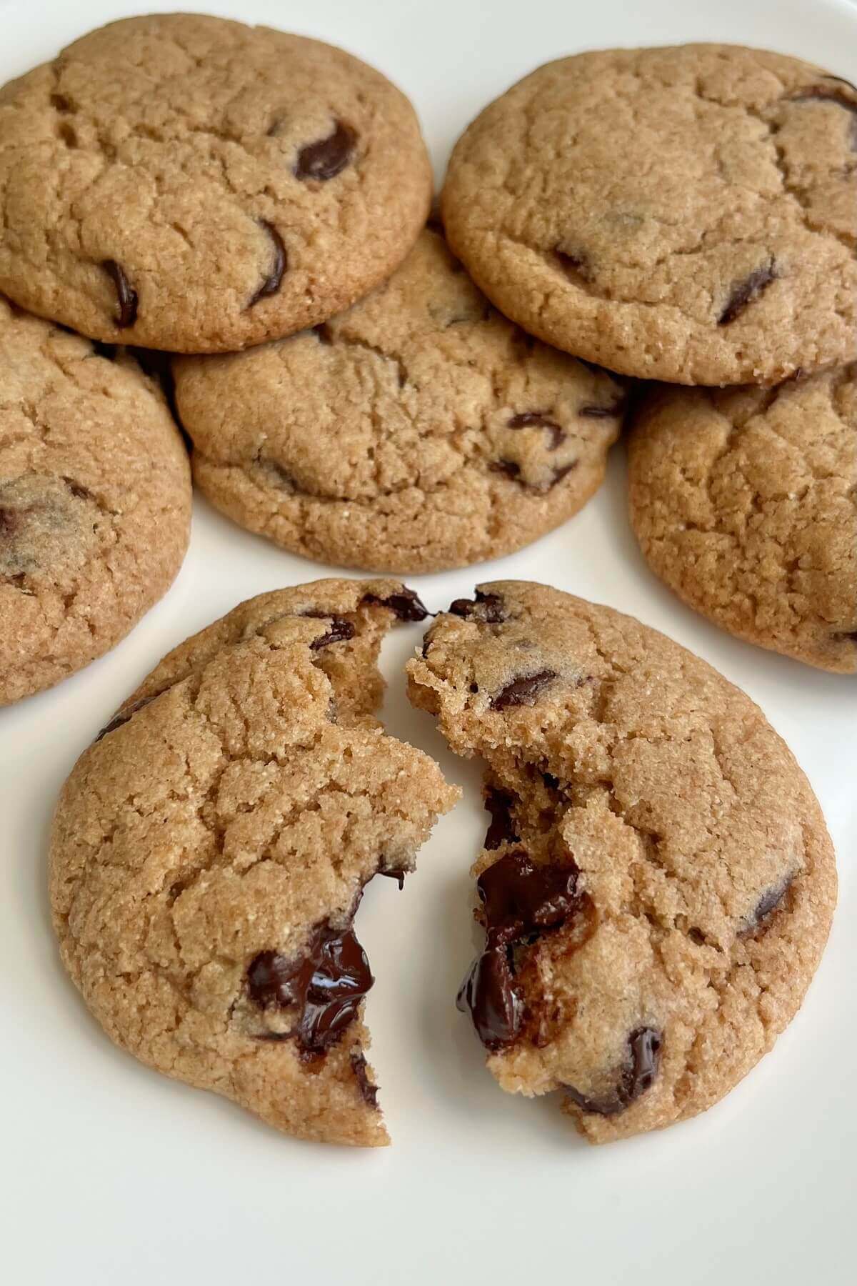 Vegan coconut cookies on a white plate.