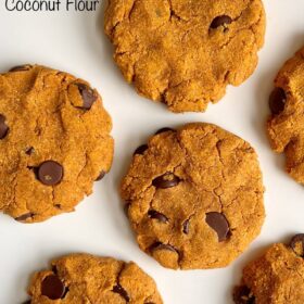 Pumpkin cookies on a white platter.