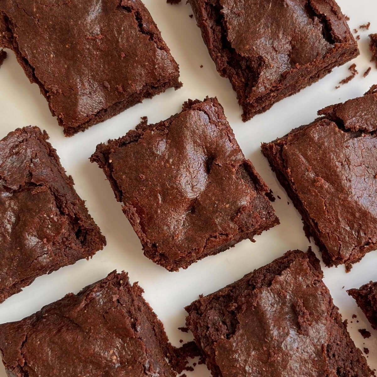Buckwheat brownies on a white plate.