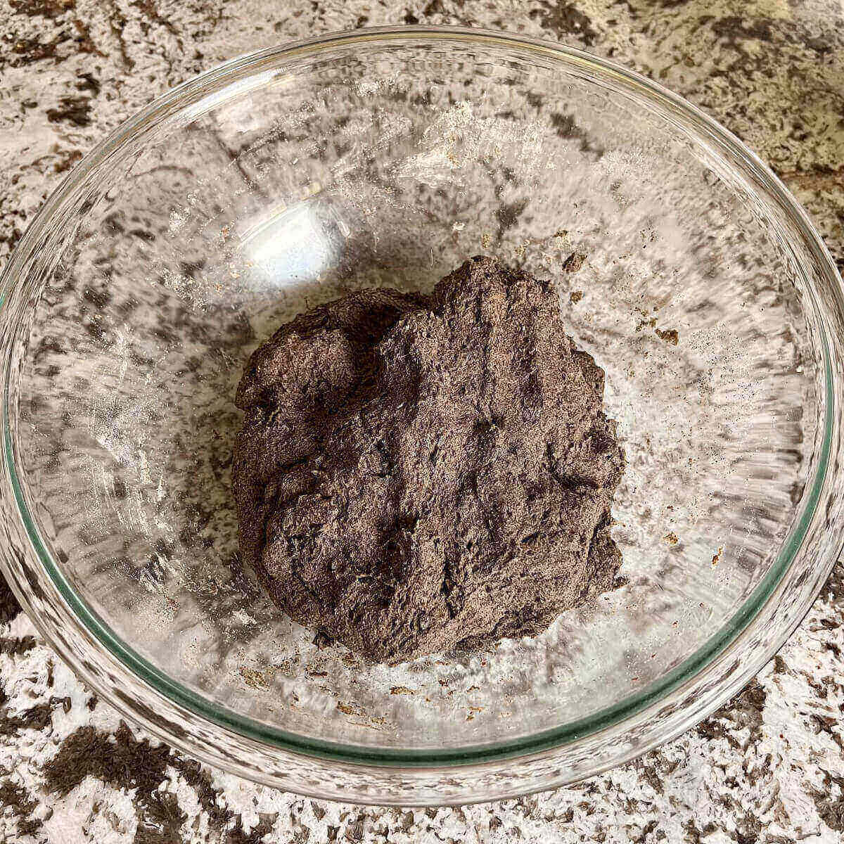 Buckwheat dough in a mixing bowl.