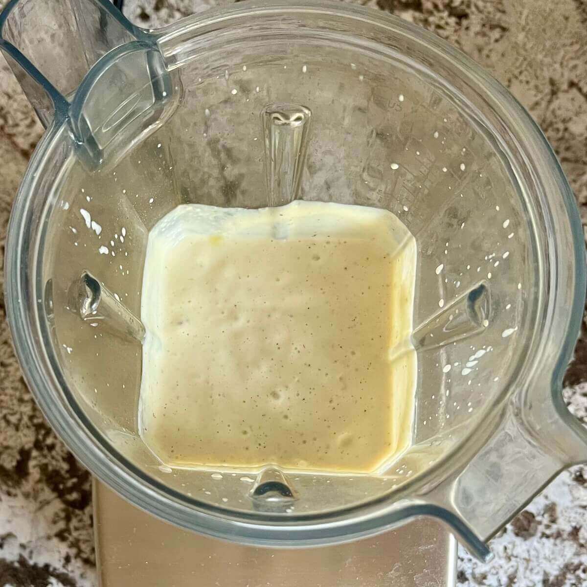 A creamy sauce in a blender.