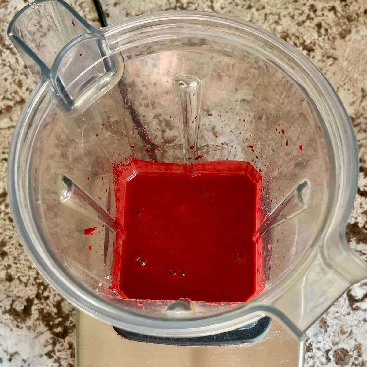 Blended ingredients for pastrami in a blender.