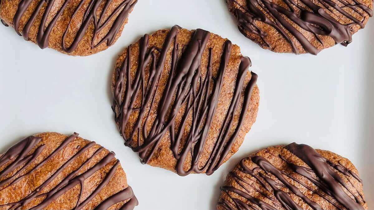 Flaxseed cookies on a white plate.