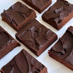 Portions of avocado fudge on a white plate.
