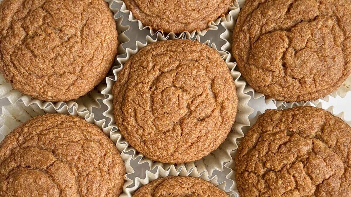 Corn flour muffins in paper baking cups.