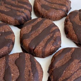 Monk fruit cookies on a white plate.