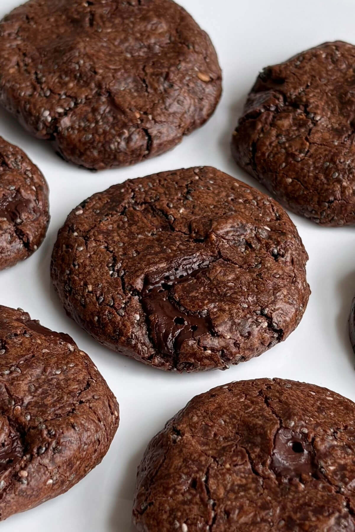 Chia cookies on a white plate.
