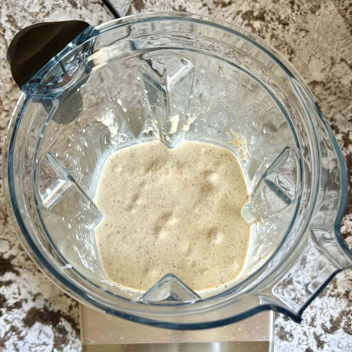 Cheese made with chia seeds in a blender.